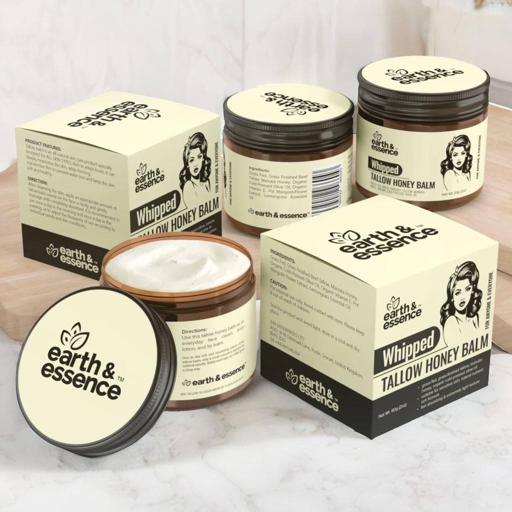 Earth & Essence Whipped Organic Grass-Fed Beef Tallow Honey Balm