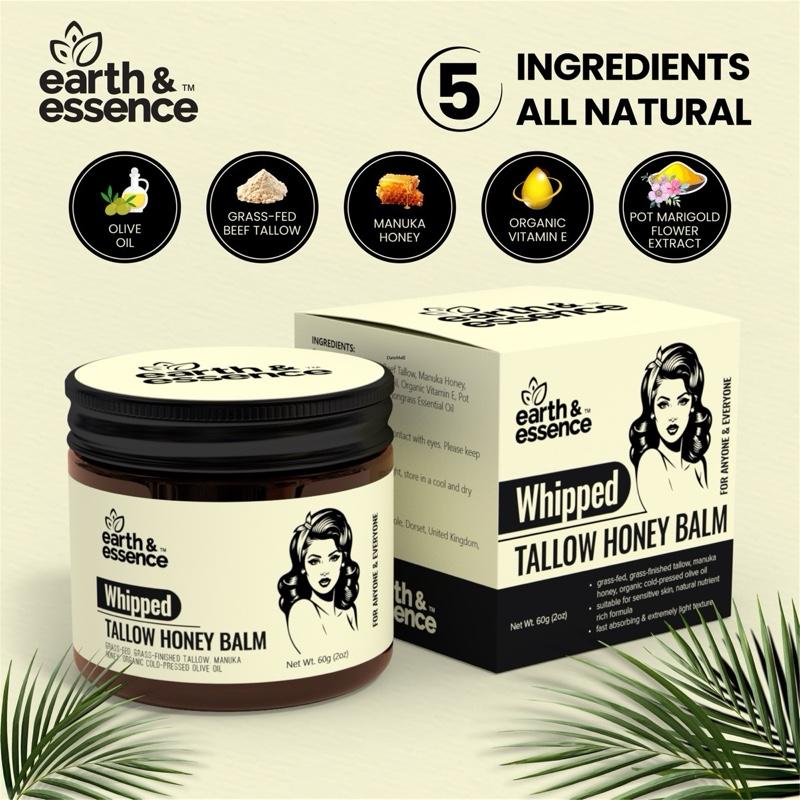 Earth & Essence Whipped Organic Grass-Fed Beef Tallow Honey Balm