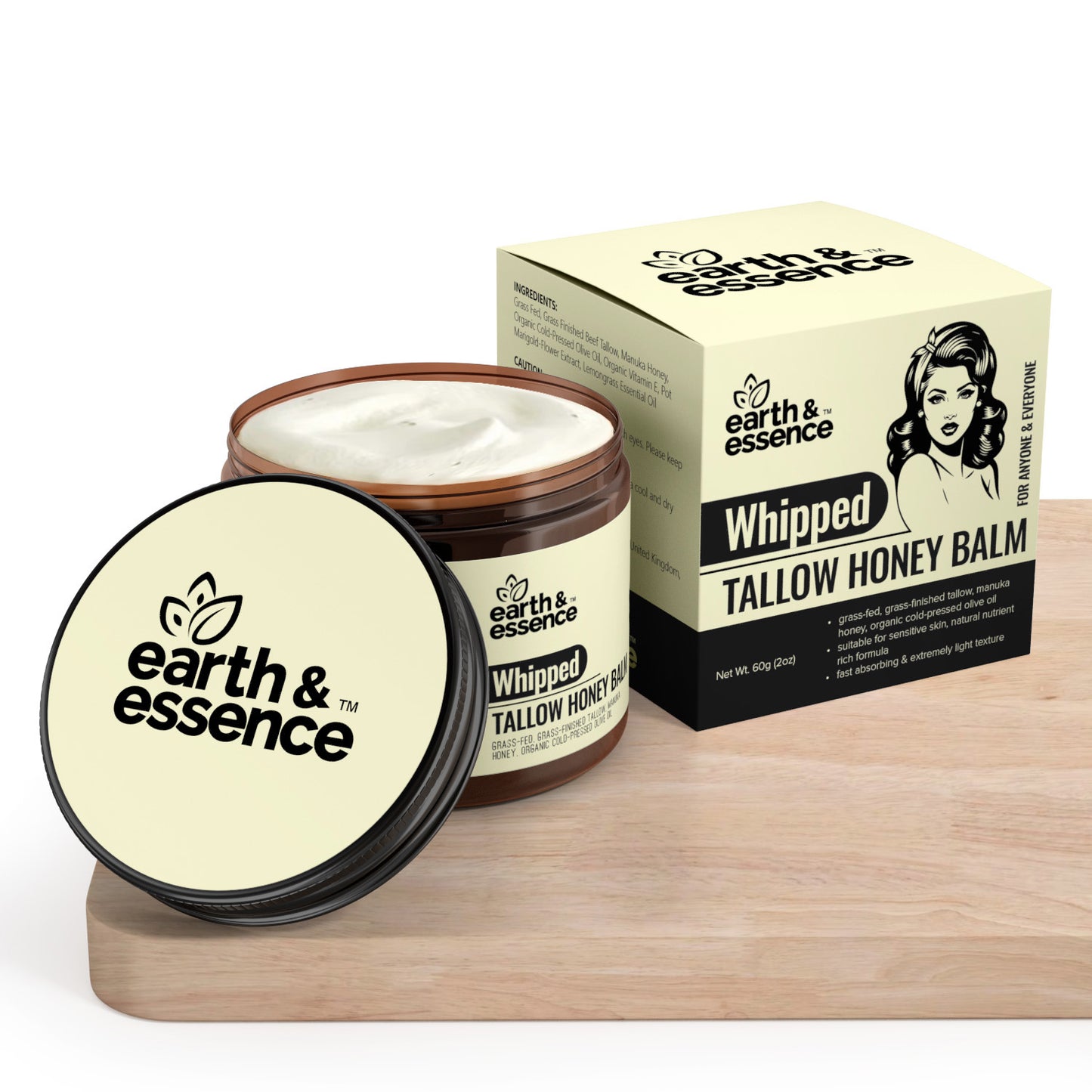 Whipped Beef Tallow Honey Balm | Hydrating Face Cream & Moisturiser for All Skin Types