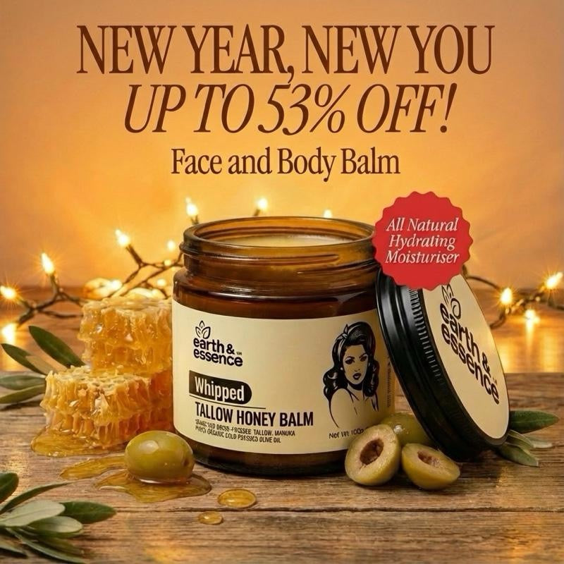 Earth & Essence Whipped Organic Grass-Fed Beef Tallow Honey Balm