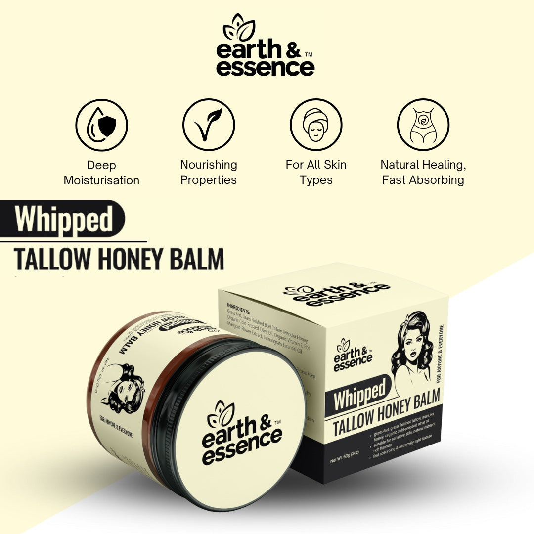 Whipped Beef Tallow Honey Balm | Hydrating Face Cream & Moisturiser for All Skin Types