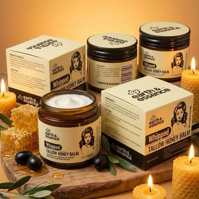 Earth & Essence Whipped Organic Grass-Fed Beef Tallow Honey Balm